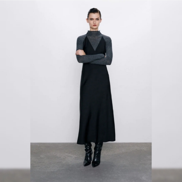 Zara satin effect strappy back maxi slip dress SMALL NEW WITH TAGS - Picture 2 of 5